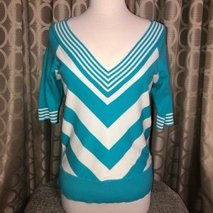 Color Block 3/4 Sleeve Sweater Top Sz Medium